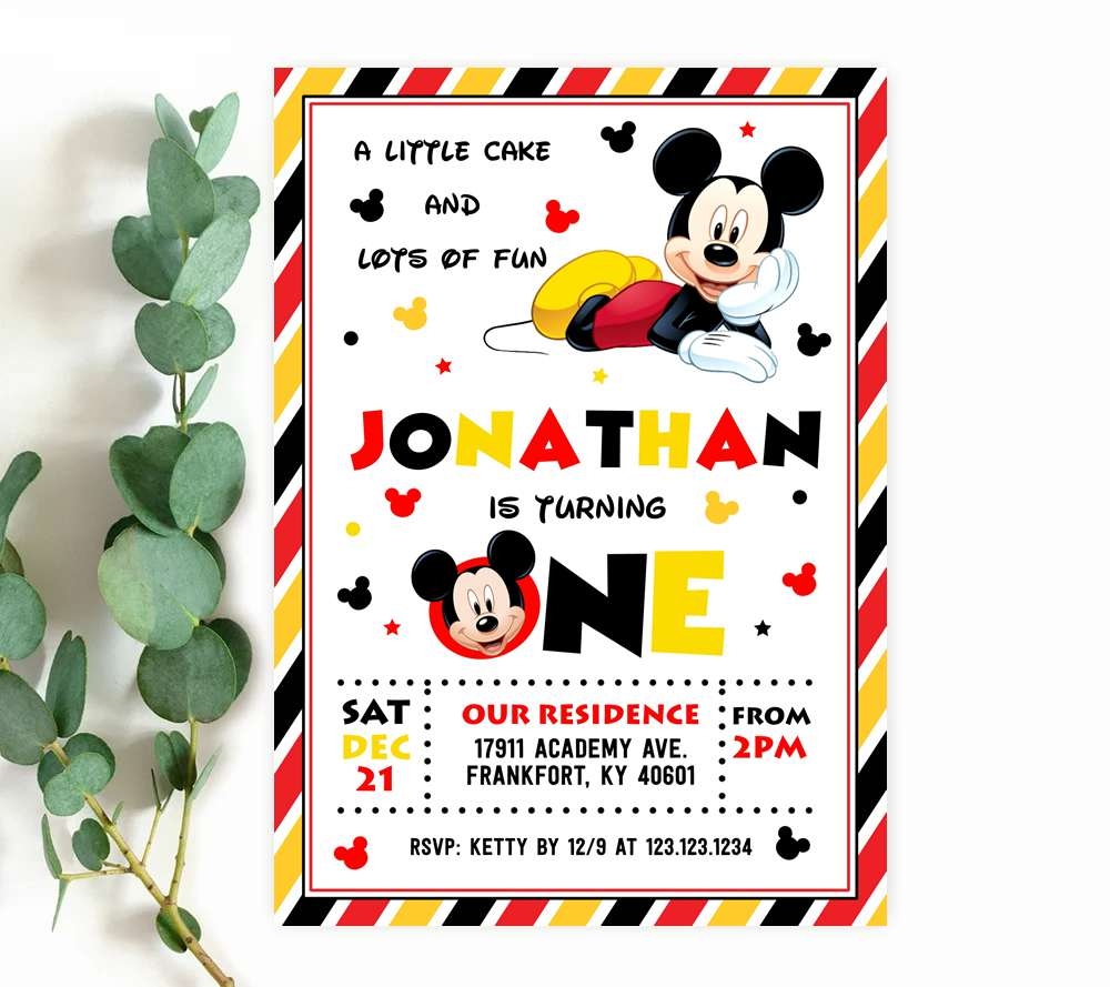 Mickey 1st Birthday Invitation Edit Yourself Online FREE Demo