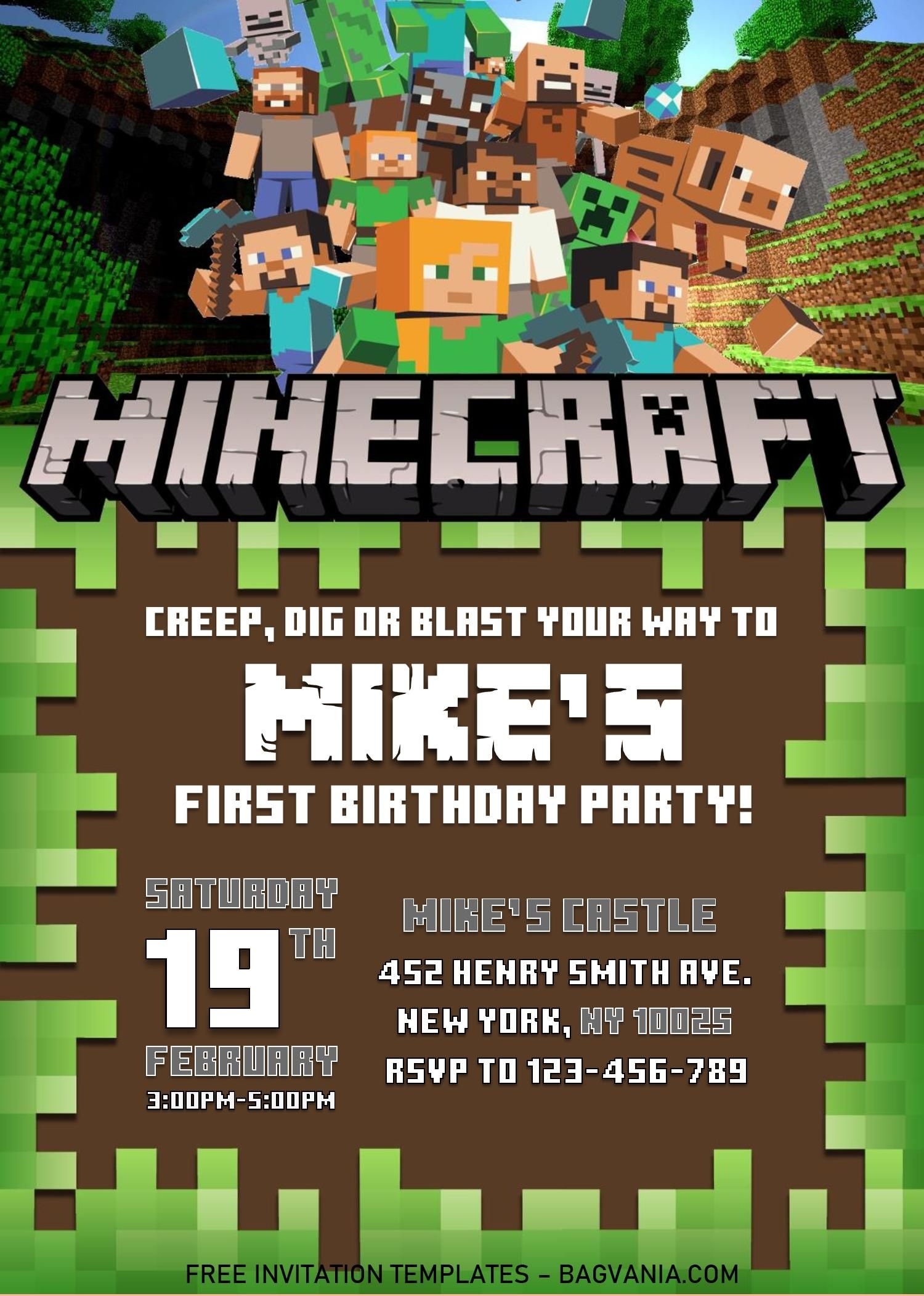 Free Printable Minecraft Invitations Templates