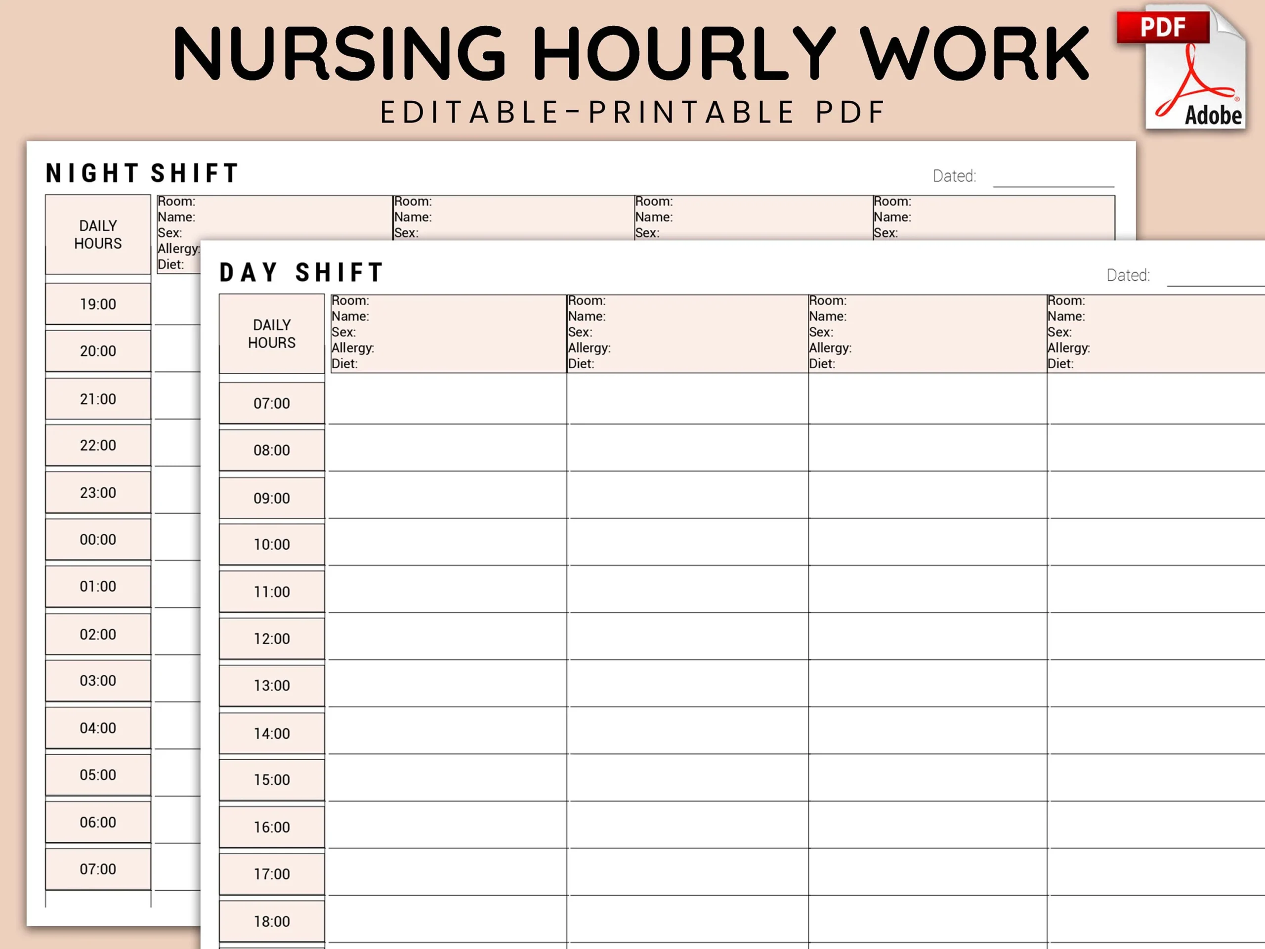 Nurse Hourly Rounding Sheet Etsy