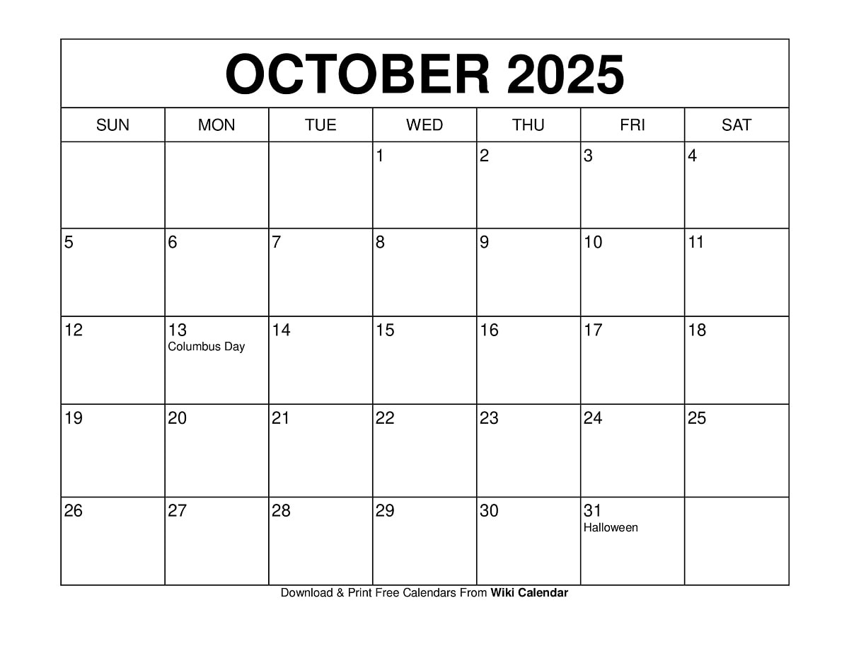 October 2025 Calendar Printable Templates amp More