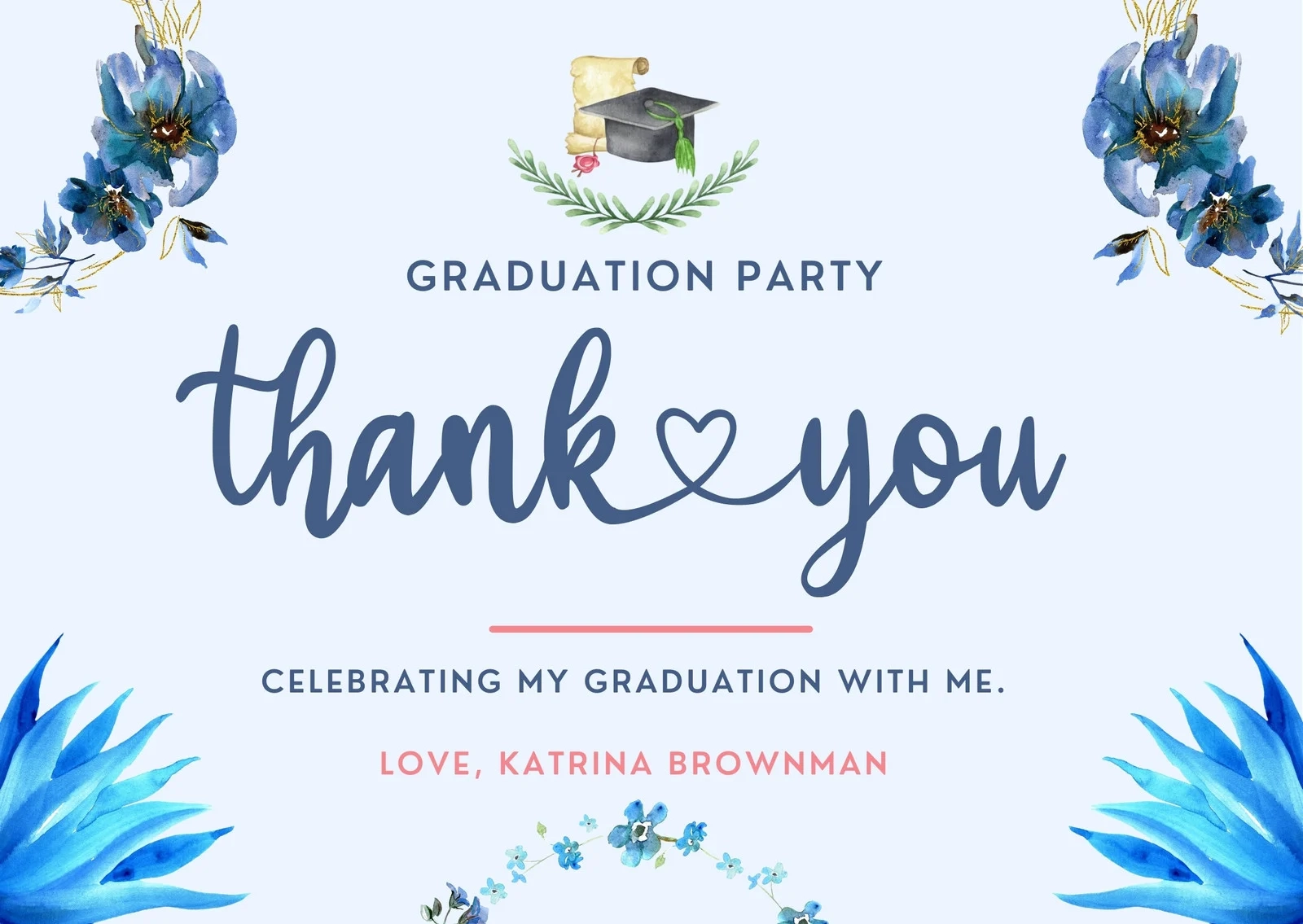 Free Printable Graduation Thank You Card Template