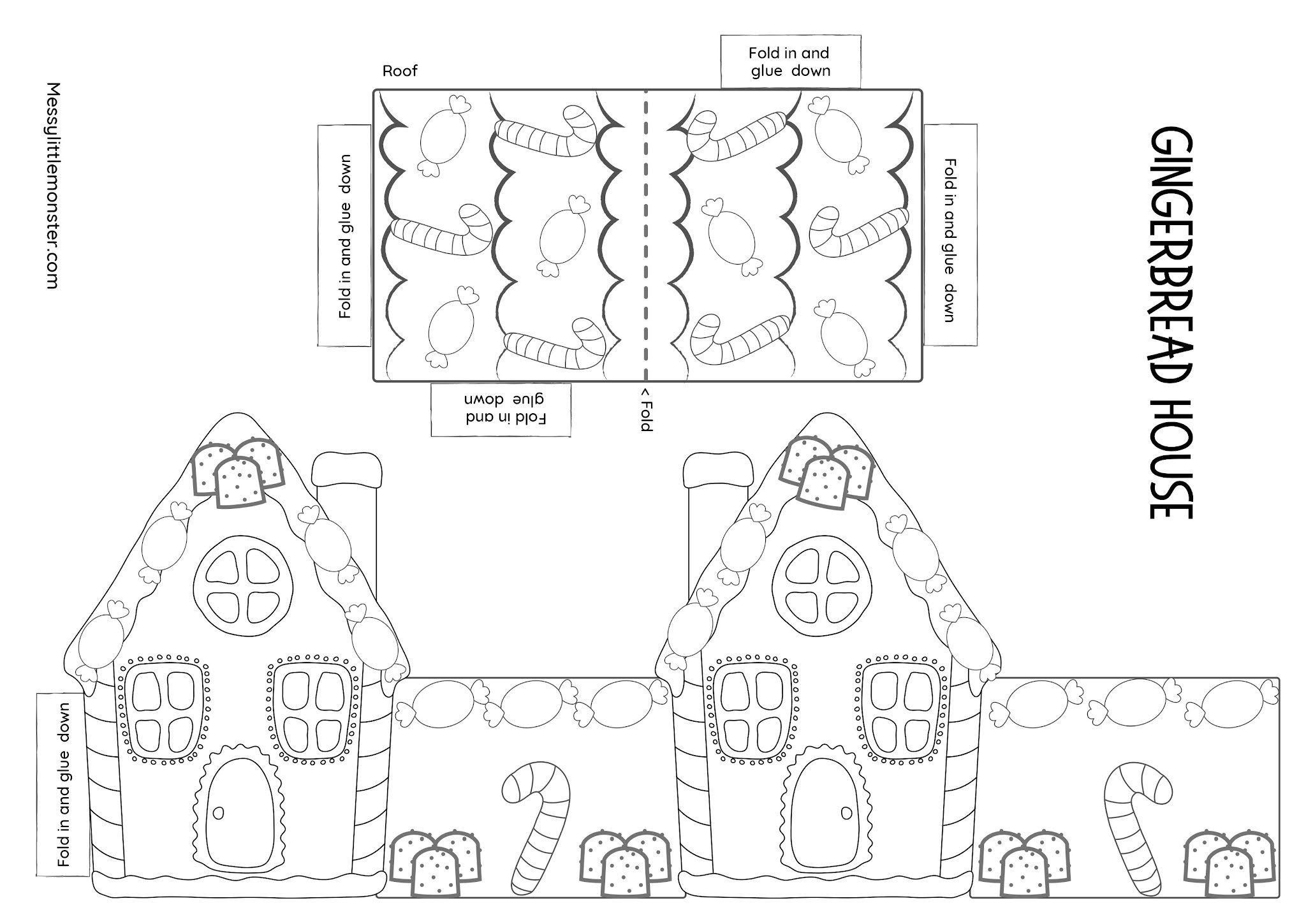 Printable Full Size Gingerbread House Template Printable Full Size Gingerbread House Template