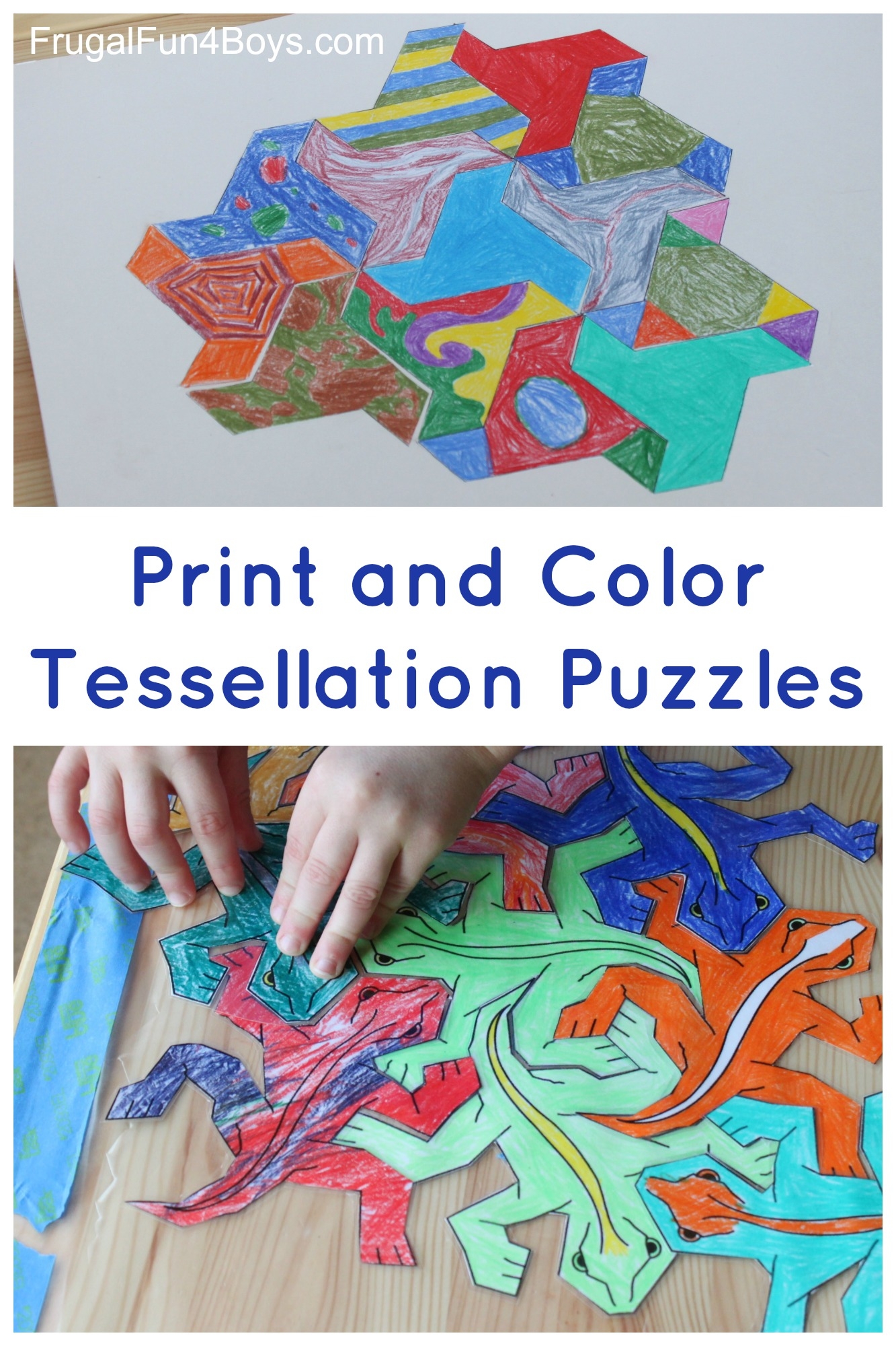 Print And Color Tessellation Puzzles For Kids Frugal Fun For Print And Color Tessellation Puzzles For Kids Frugal Fun For