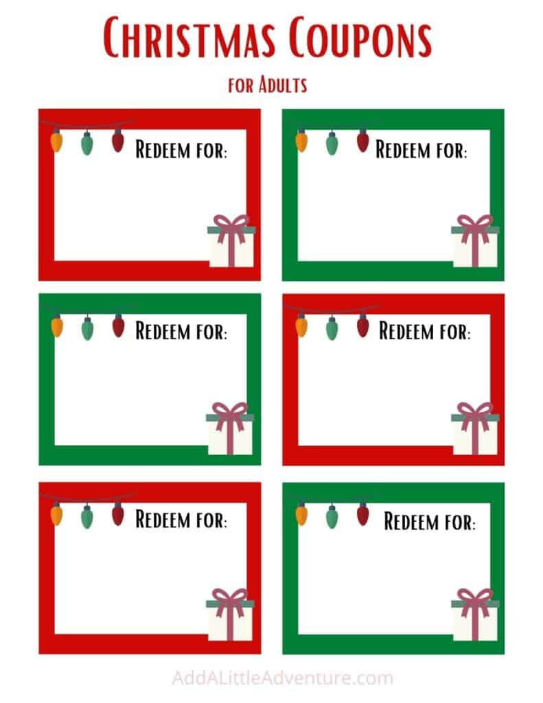 Printable Christmas Coupon Booklet For Kids Or Adults Printable Christmas Coupon Booklet For Kids Or Adults