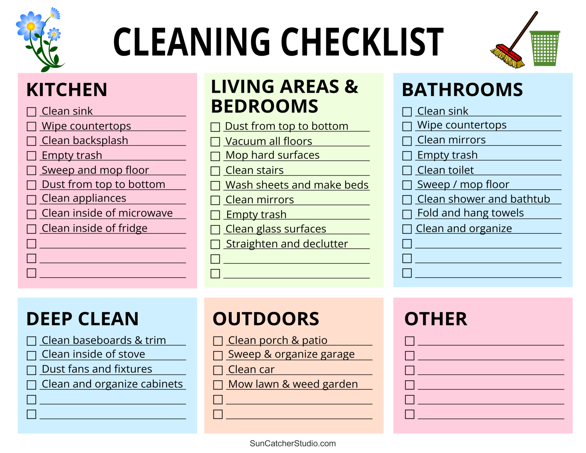 Printable Cleaning Schedule Spring Daily amp Weekly Checklists Printable Cleaning Schedule Spring Daily amp Weekly Checklists