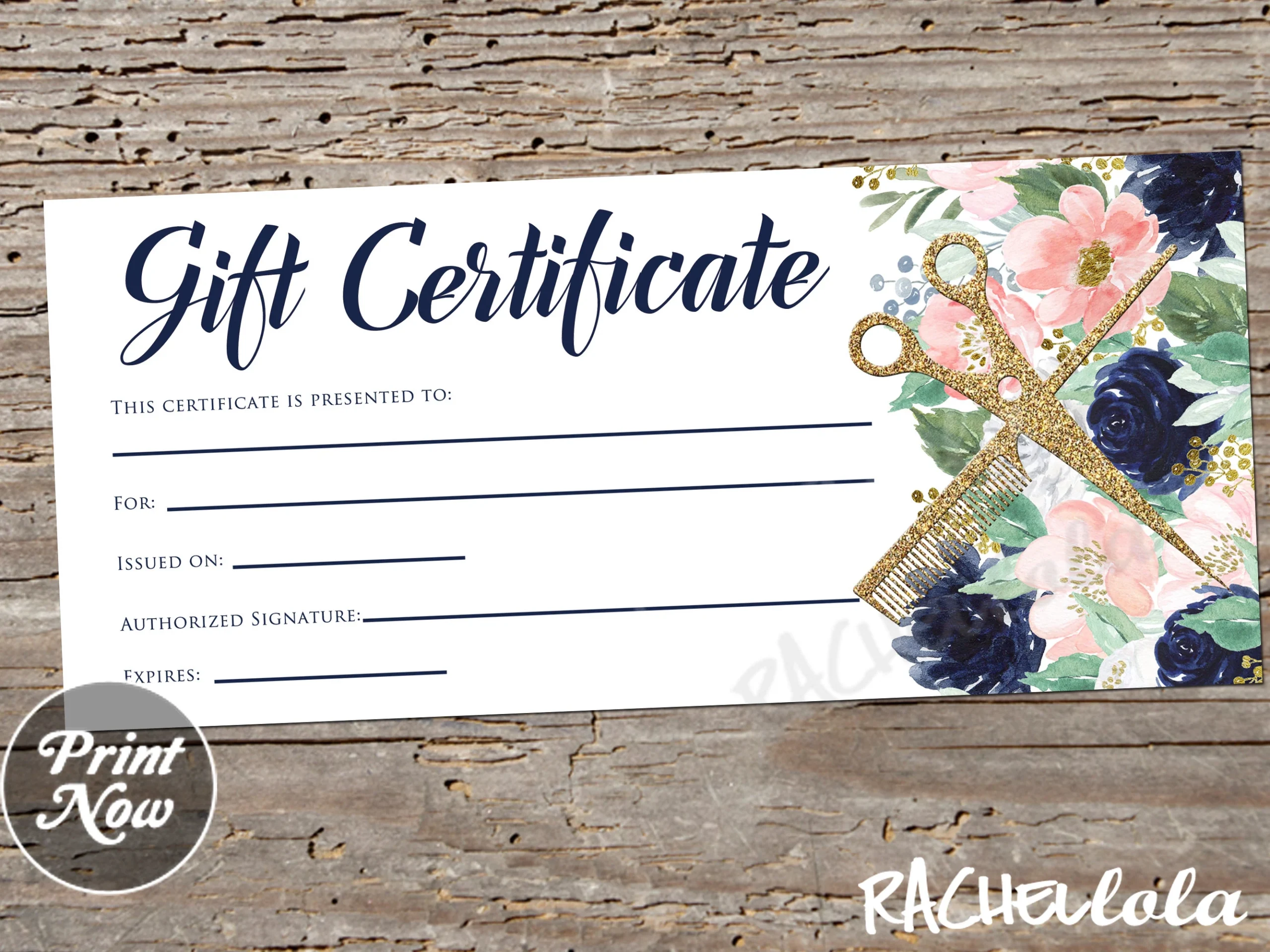 Printable Hair Salon Gift Certificate Template Hair Stylist Printable Hair Salon Gift Certificate Template Hair Stylist