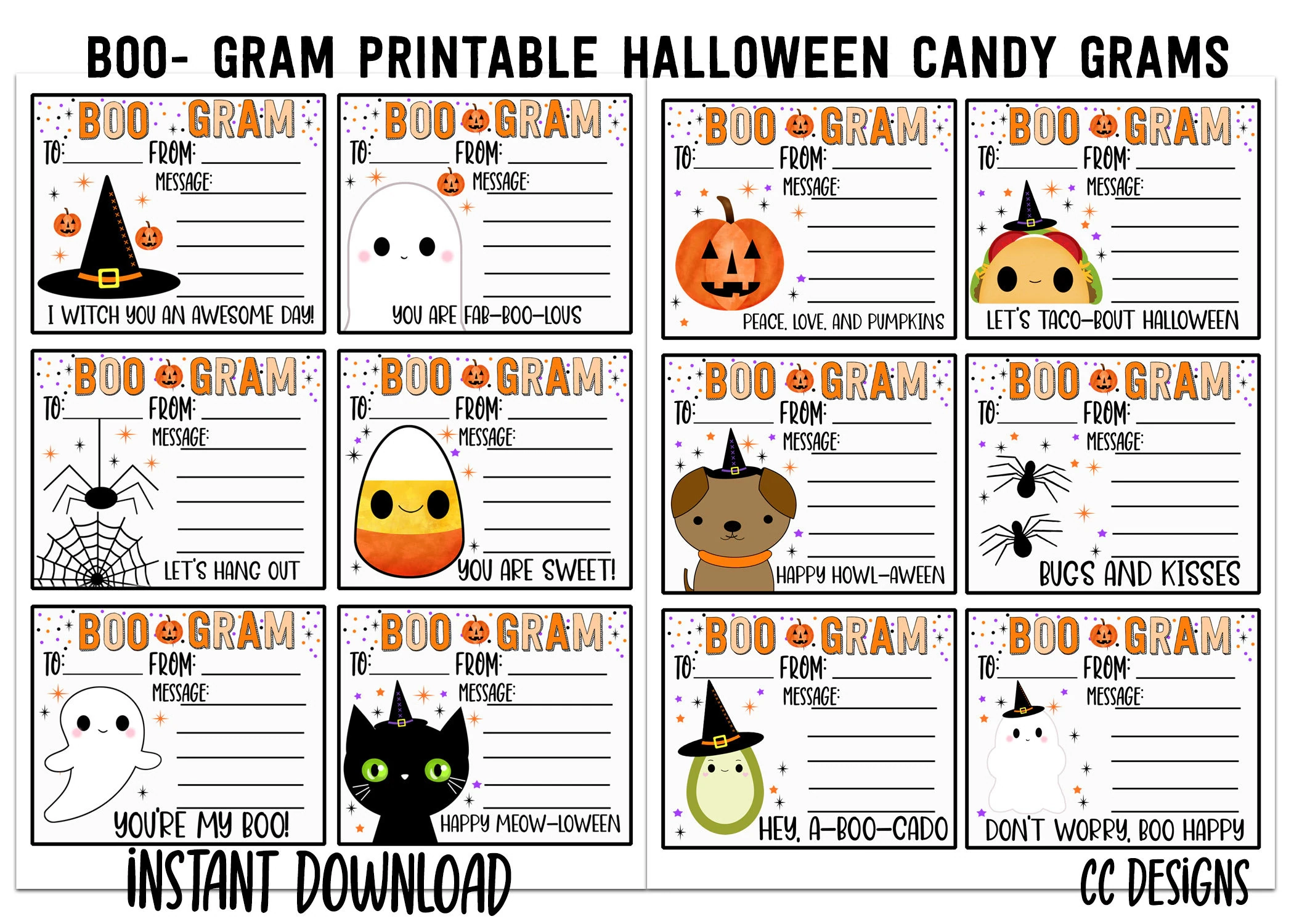 PRINTABLE Halloween Candy PTO Fundraiser Classroom Fun Boo Gram PRINTABLE Halloween Candy PTO Fundraiser Classroom Fun Boo Gram