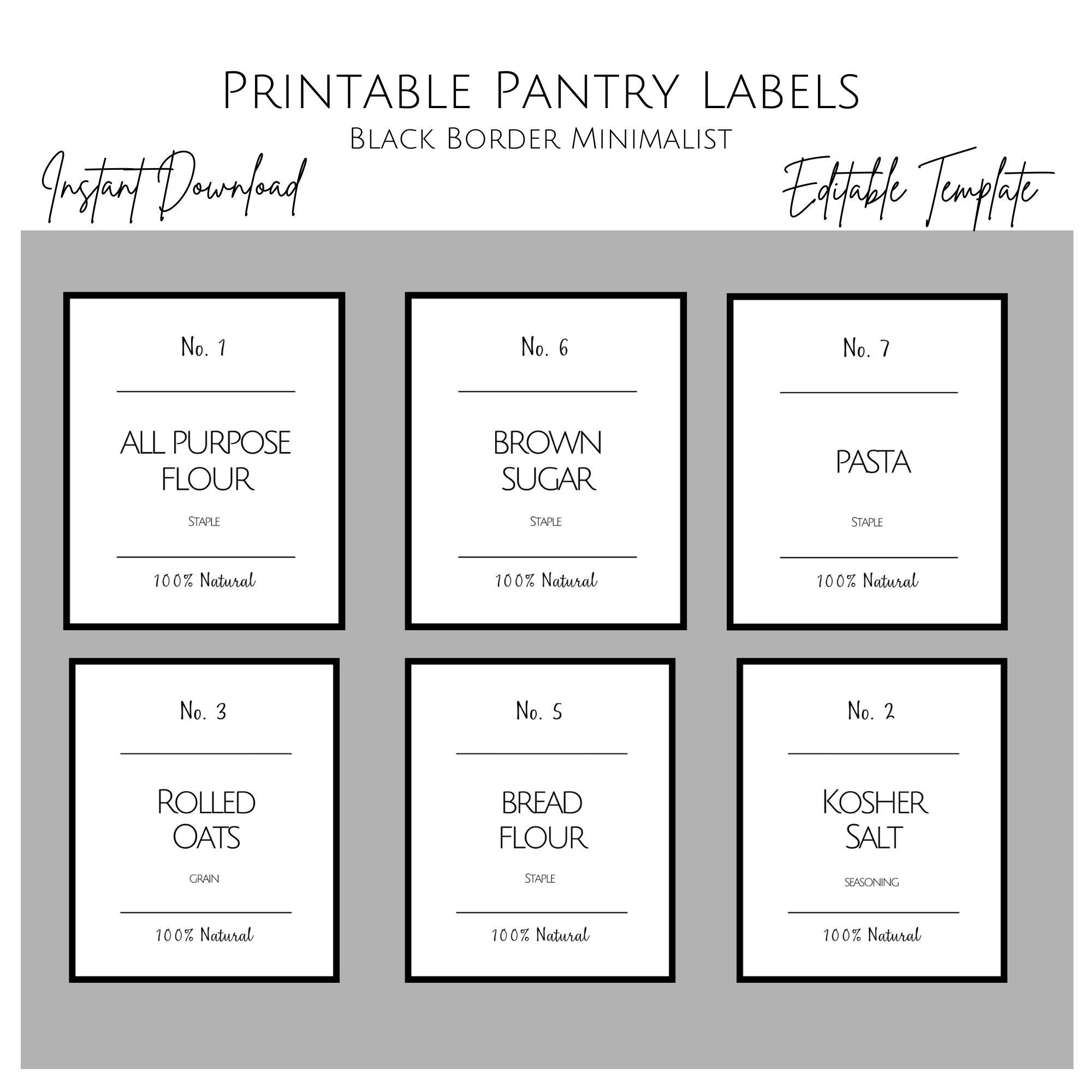 Printable Minimalist Pantry Label Template Modern Pantry Labels 