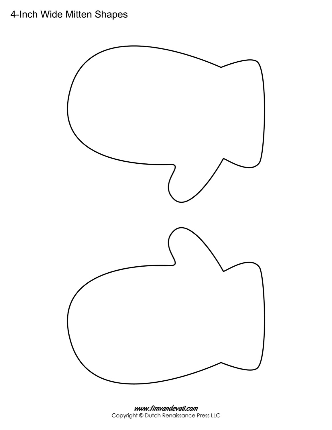 Printable Mitten Templates Blank Mitten Shape PDFs