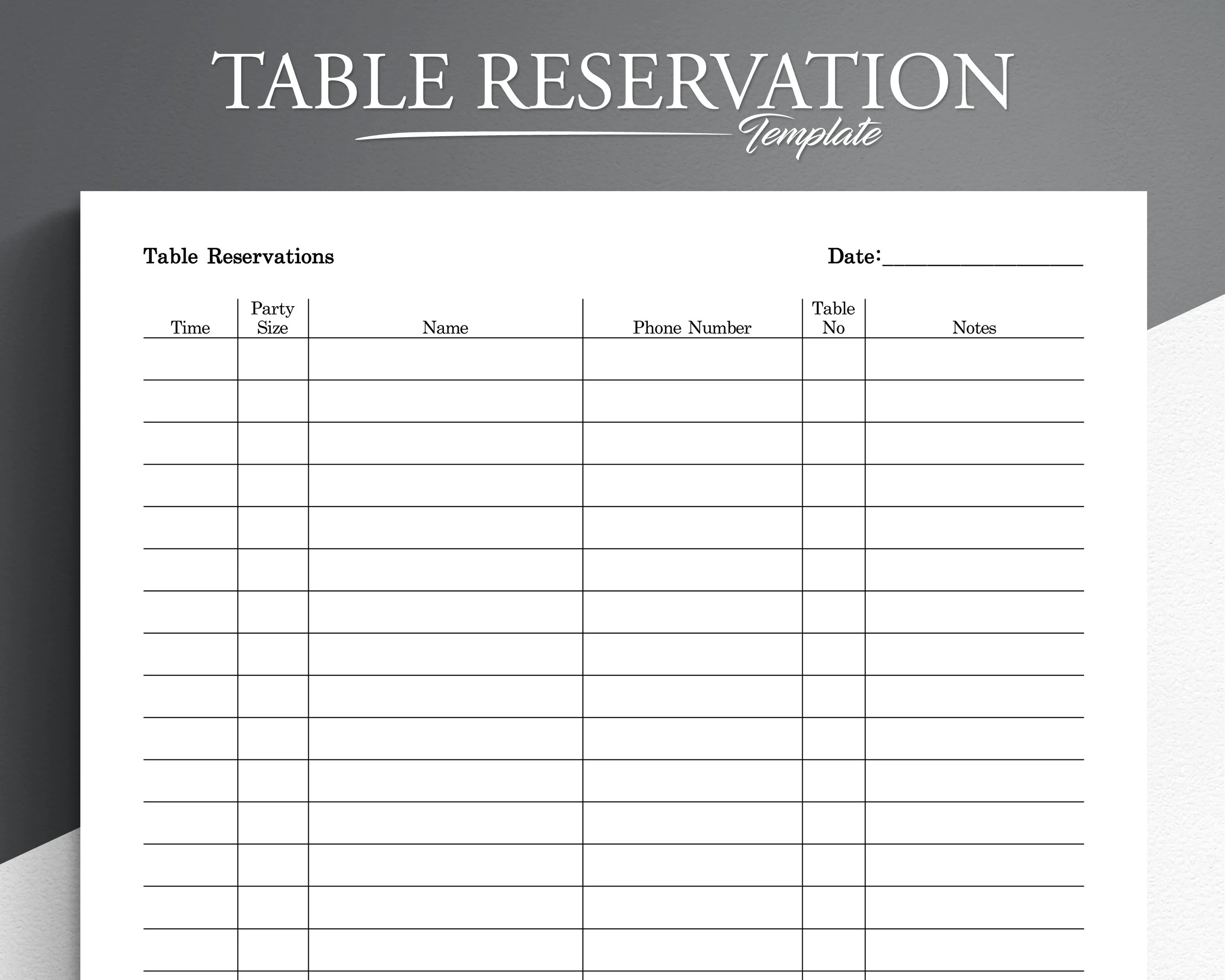Free Printable Restaurant Reservation Templates