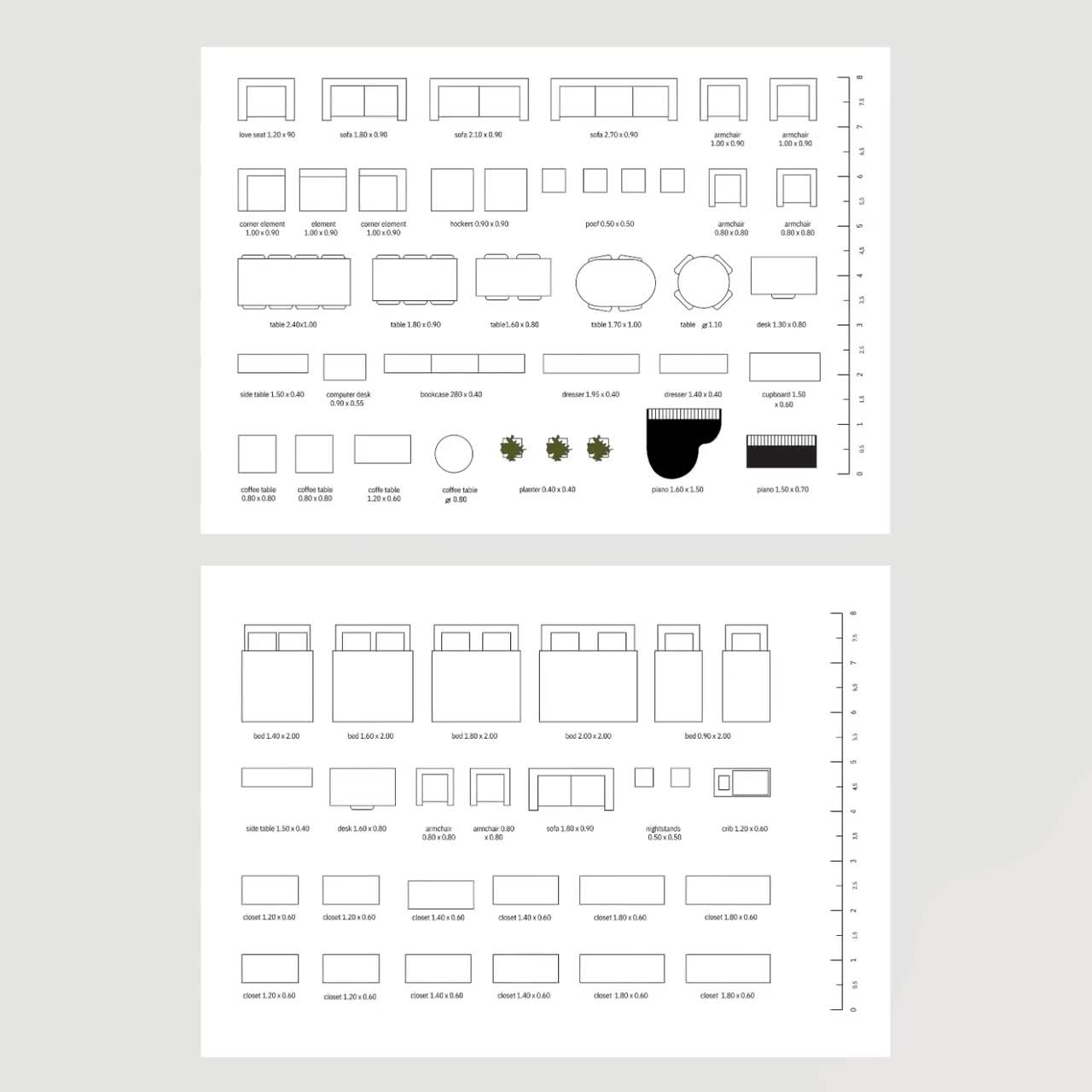 Printable Furniture Templates 1 2 Inch Scale Printable Furniture Templates 1 2 Inch Scale