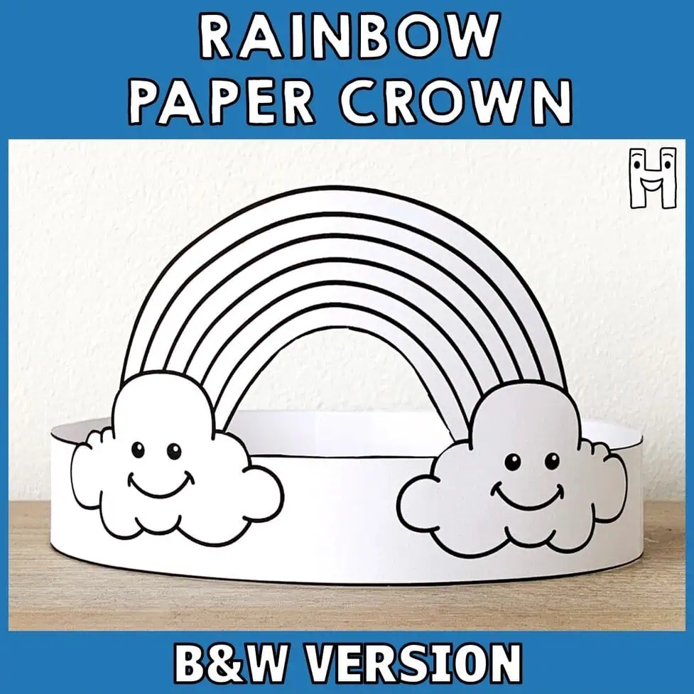 Rainbow Paper Crown B amp W Happy Paper Time