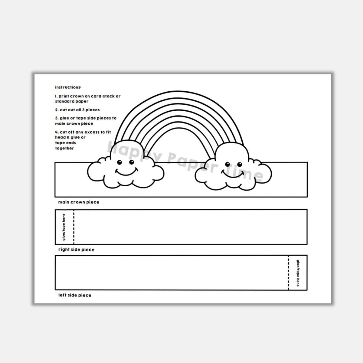 Free Printable Rainbow Crown Template