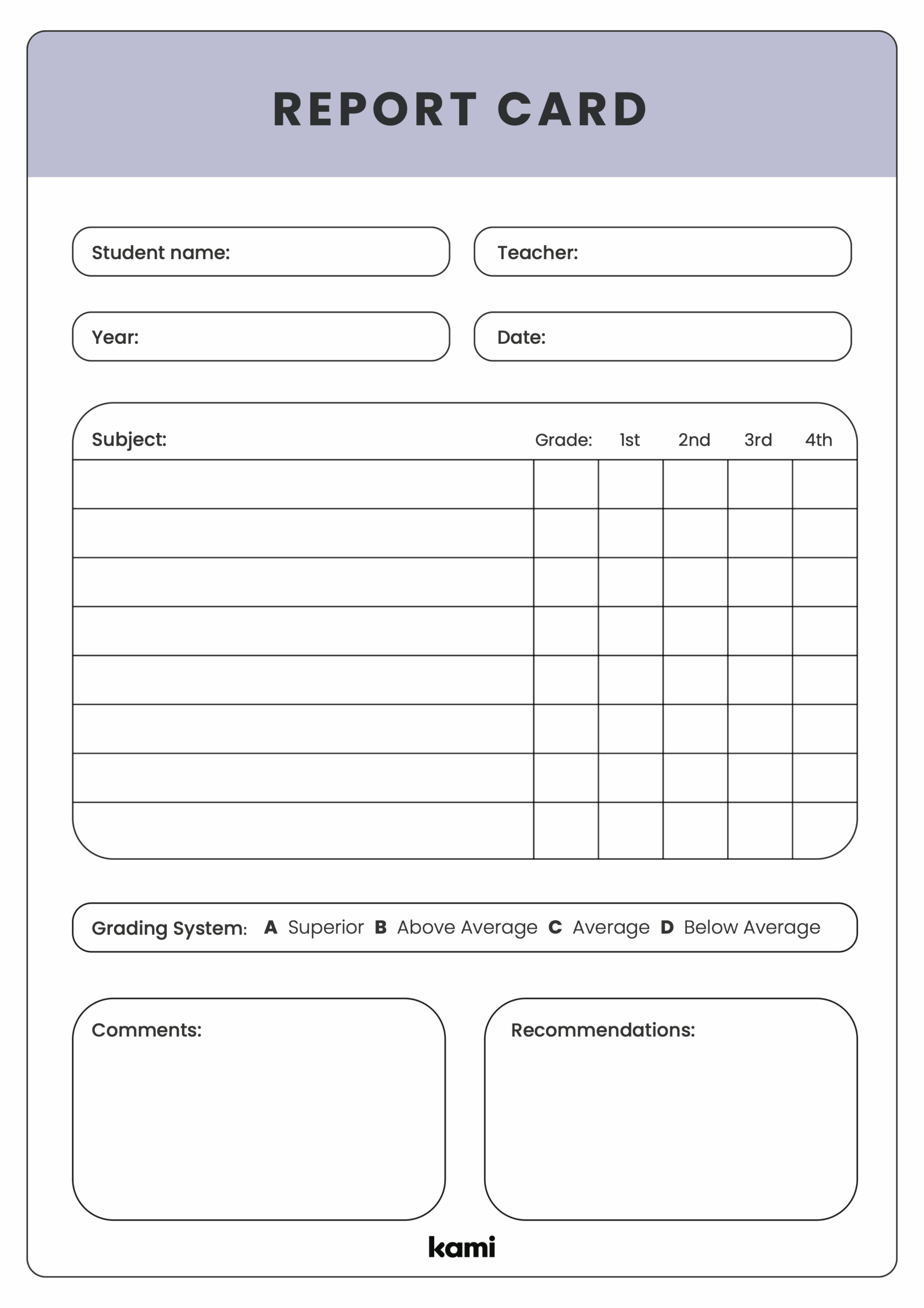 Printable Report Card Template Free Printable Report Card Template Free