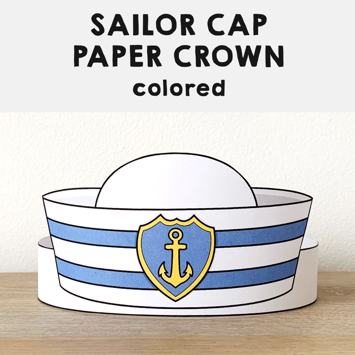 Sailor Cap Hat Paper Crown Printable Costume Craft Activity Made Sailor Cap Hat Paper Crown Printable Costume Craft Activity Made