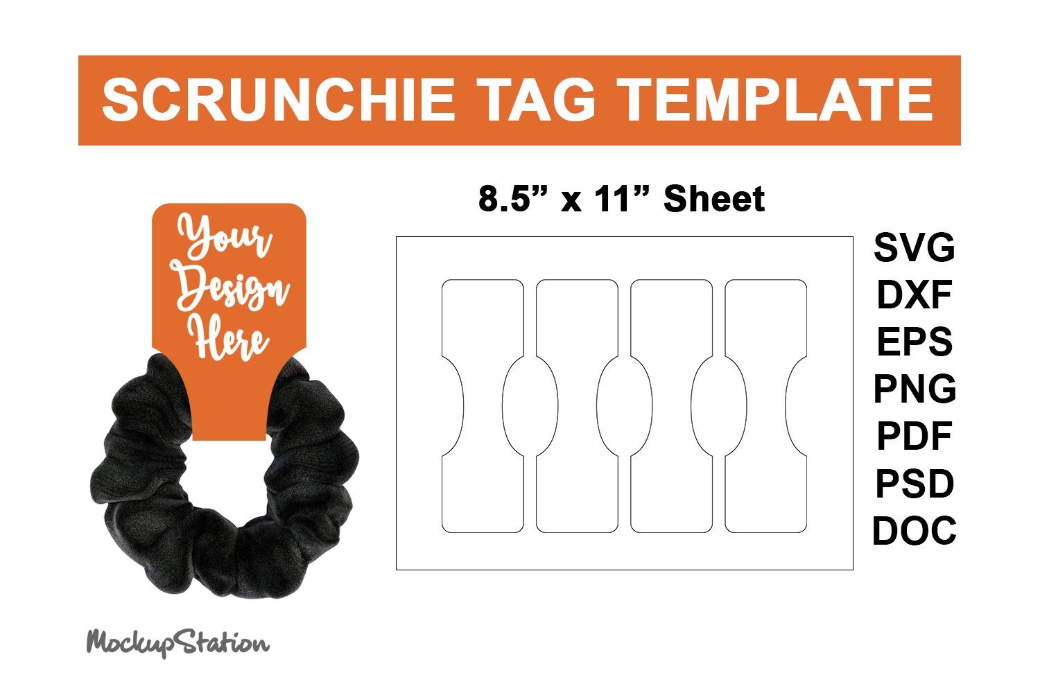Scrunchie Tag Template SVG Printable Tag Sublimation PSD