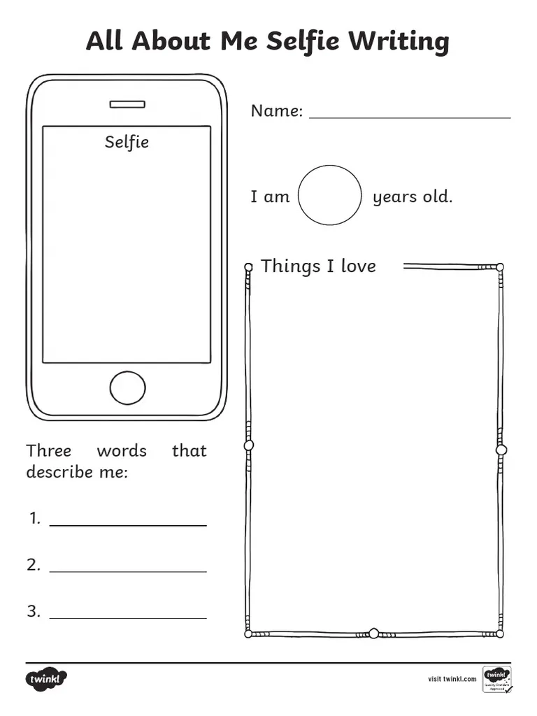 Selfie Writing Activity Template PDF