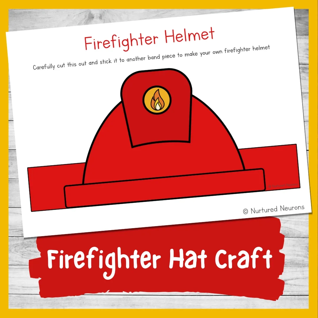 Simple Firefighter Hat Craft Transport Dramatic Play Printable Simple Firefighter Hat Craft Transport Dramatic Play Printable