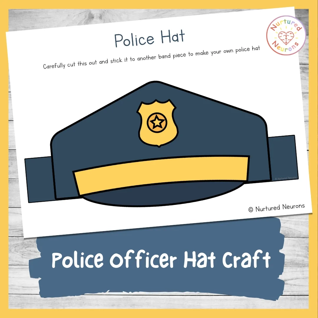 Simple Police Hat Craft Community Helpers Dramatic Play Simple Police Hat Craft Community Helpers Dramatic Play