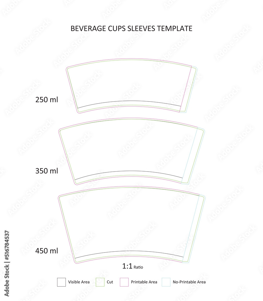 Stock Vektorgrafik Beverage Cups Sleeves Printable Template 