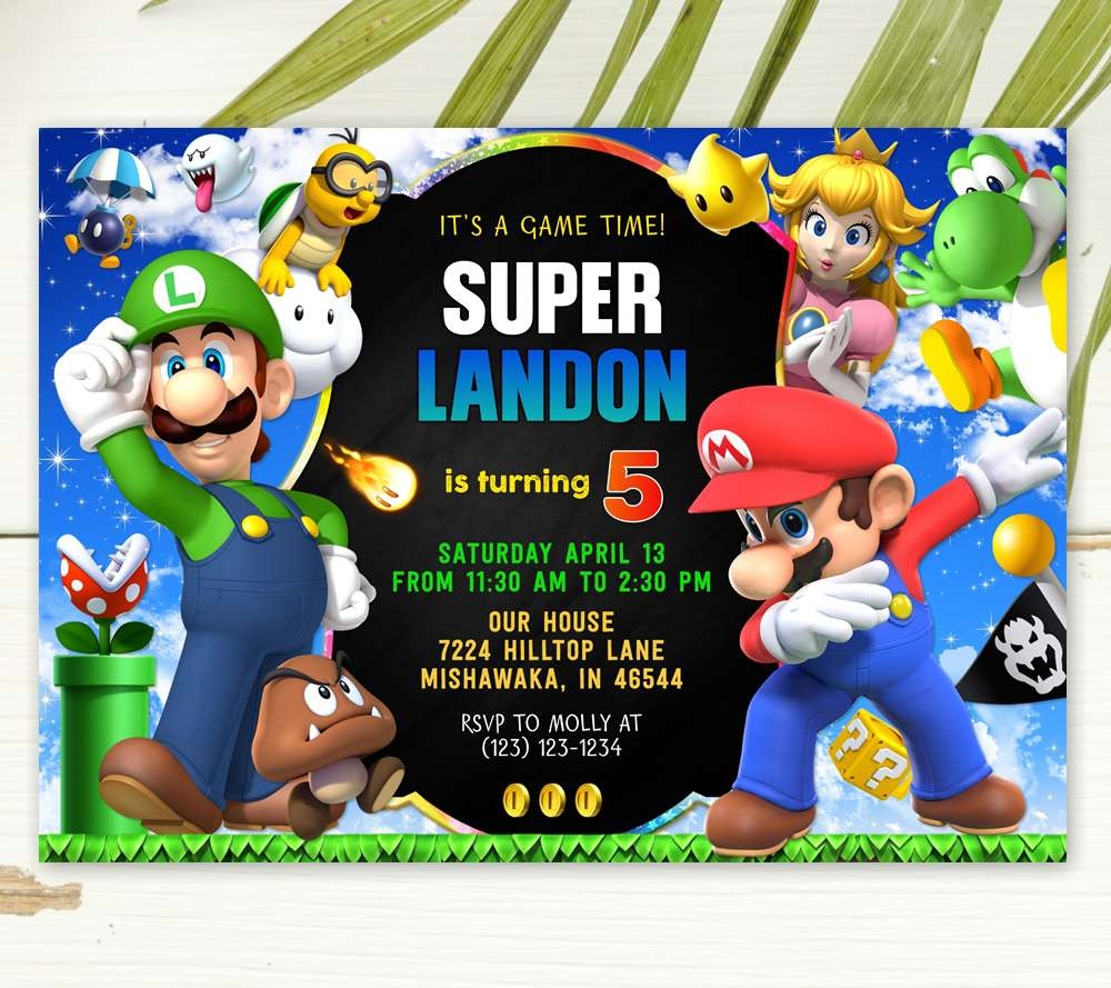 Super Mario Invitations Edit Online Now With A FREE Demo