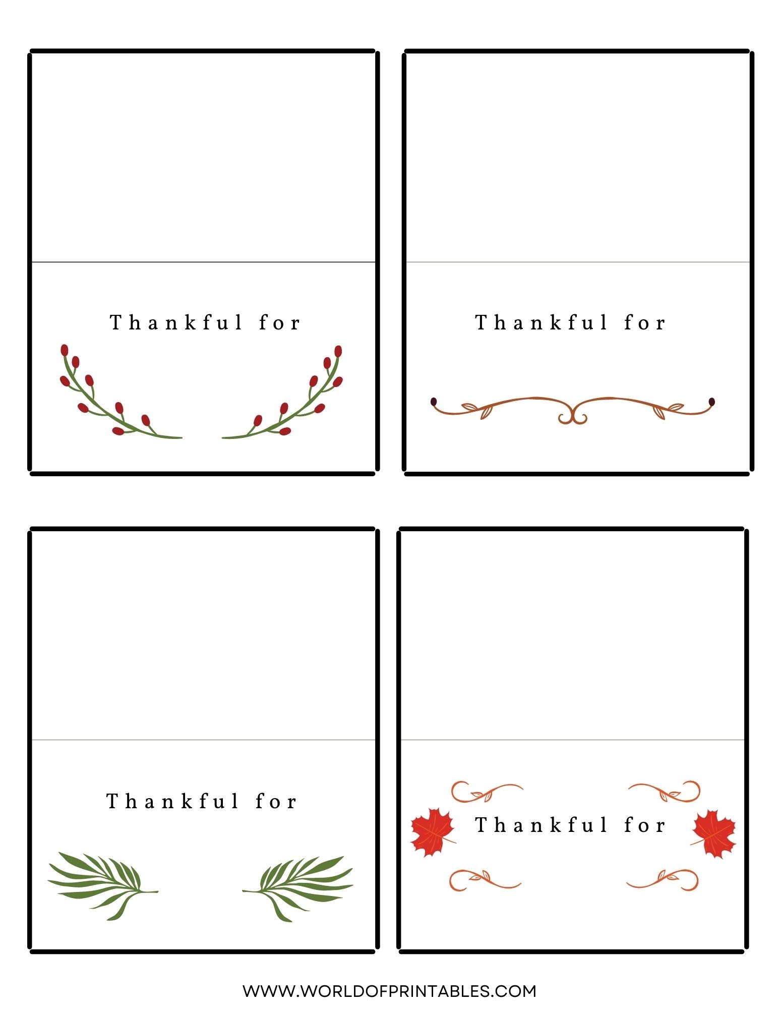 Free Printable Place Cards Template Thanksgiving Free Printable Place Cards Template Thanksgiving