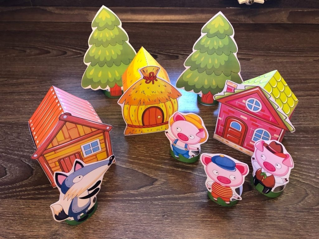 Three Little Pigs Paper Standees Houses Template TeachersMag