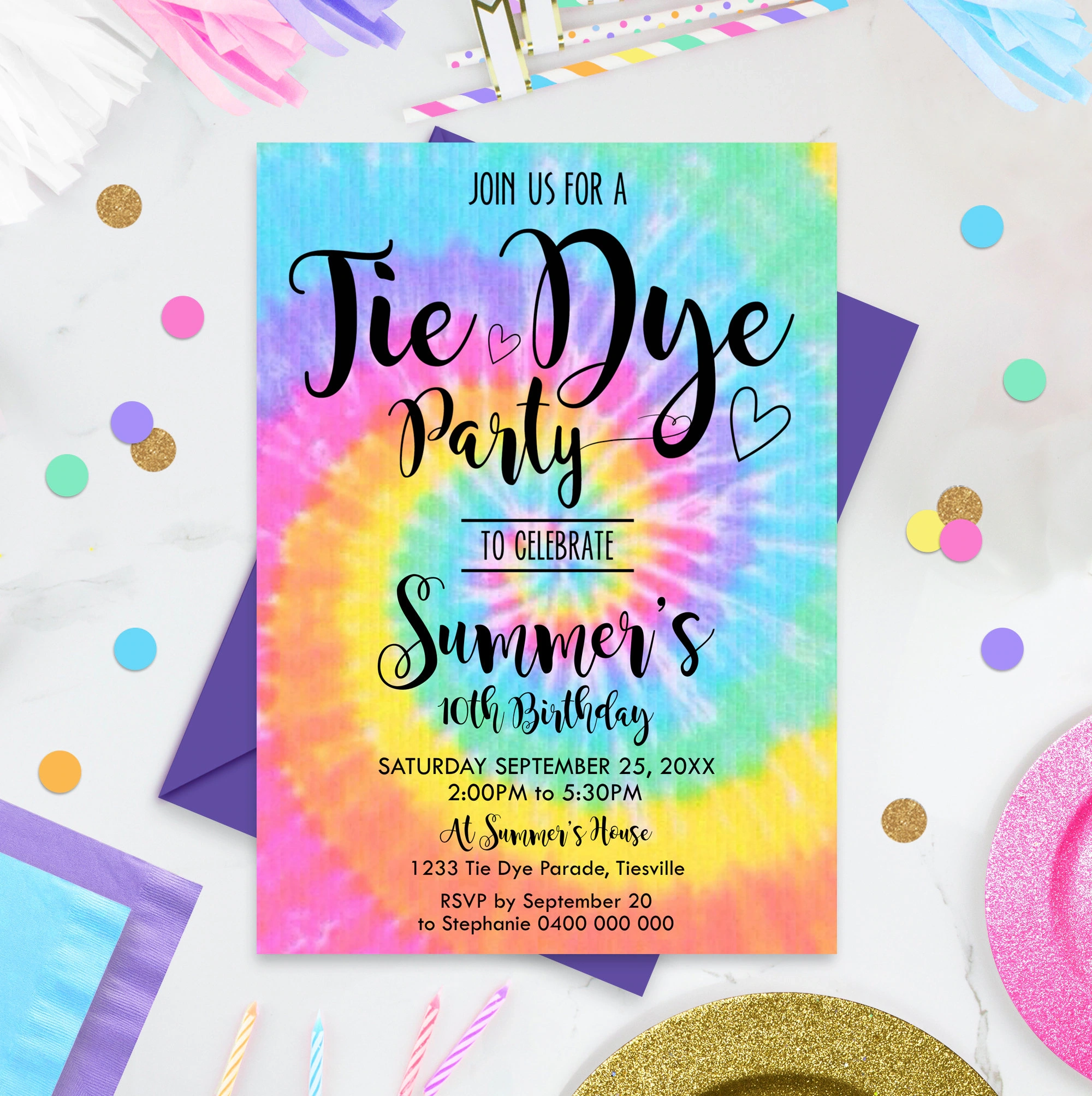 Printable Tie Dye Invitation Template Free Printable Tie Dye Invitation Template Free