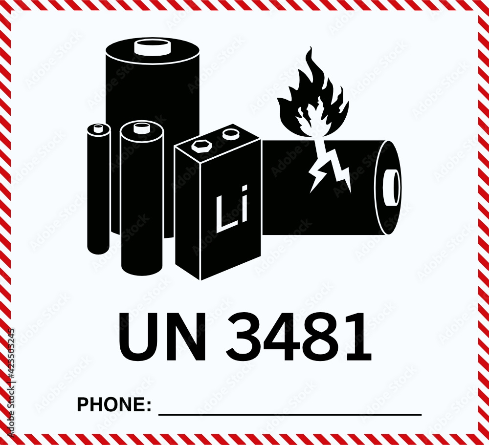UN 3481 Warning Label Stock Vector Adobe Stock