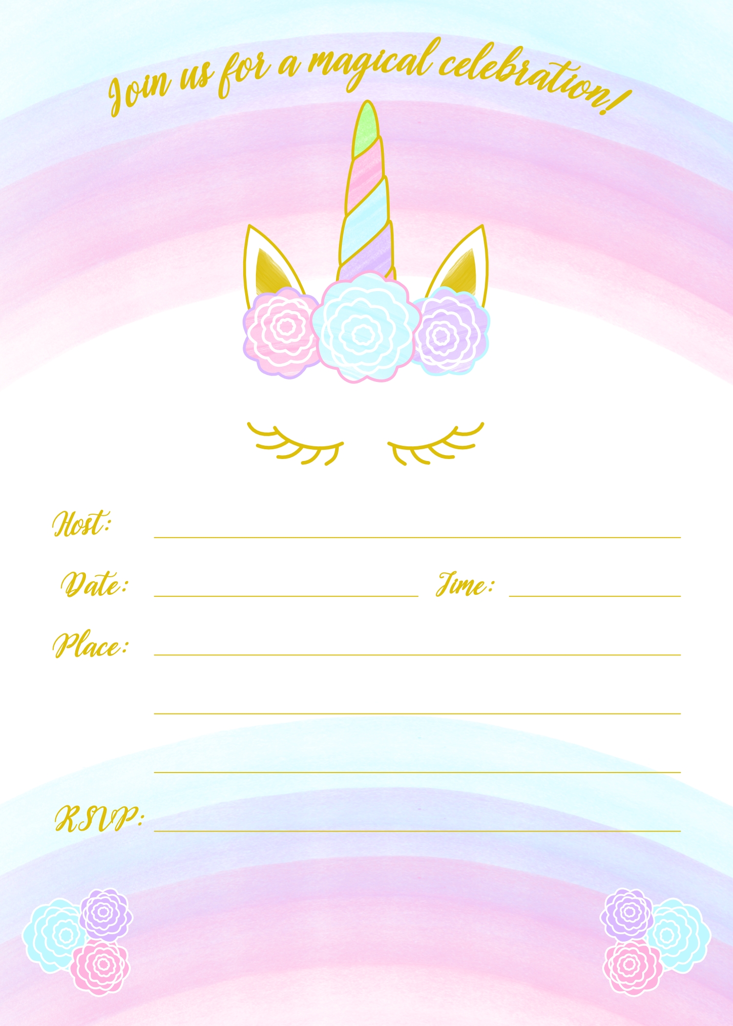 Unicorn Invitation Free Printable Templates Easy To Download