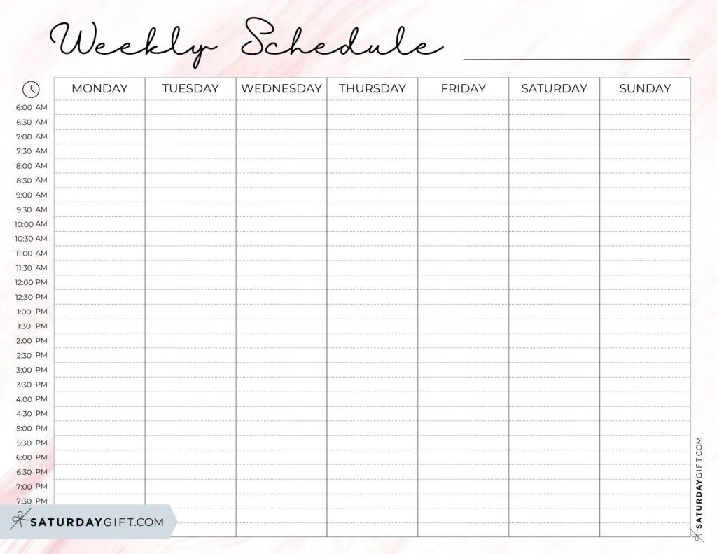 Printable Schedule Template Free Printable Schedule Template Free