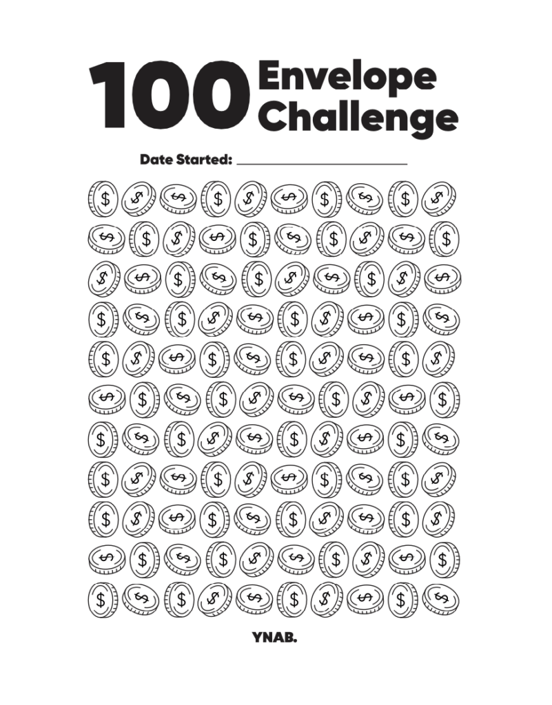 Free Printable 100 Envelope Challenge Template Free Printable 100 Envelope Challenge Template