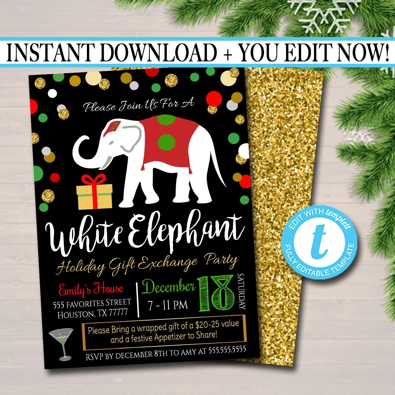 White Elephant Exchange Party Invite TidyLady Printables