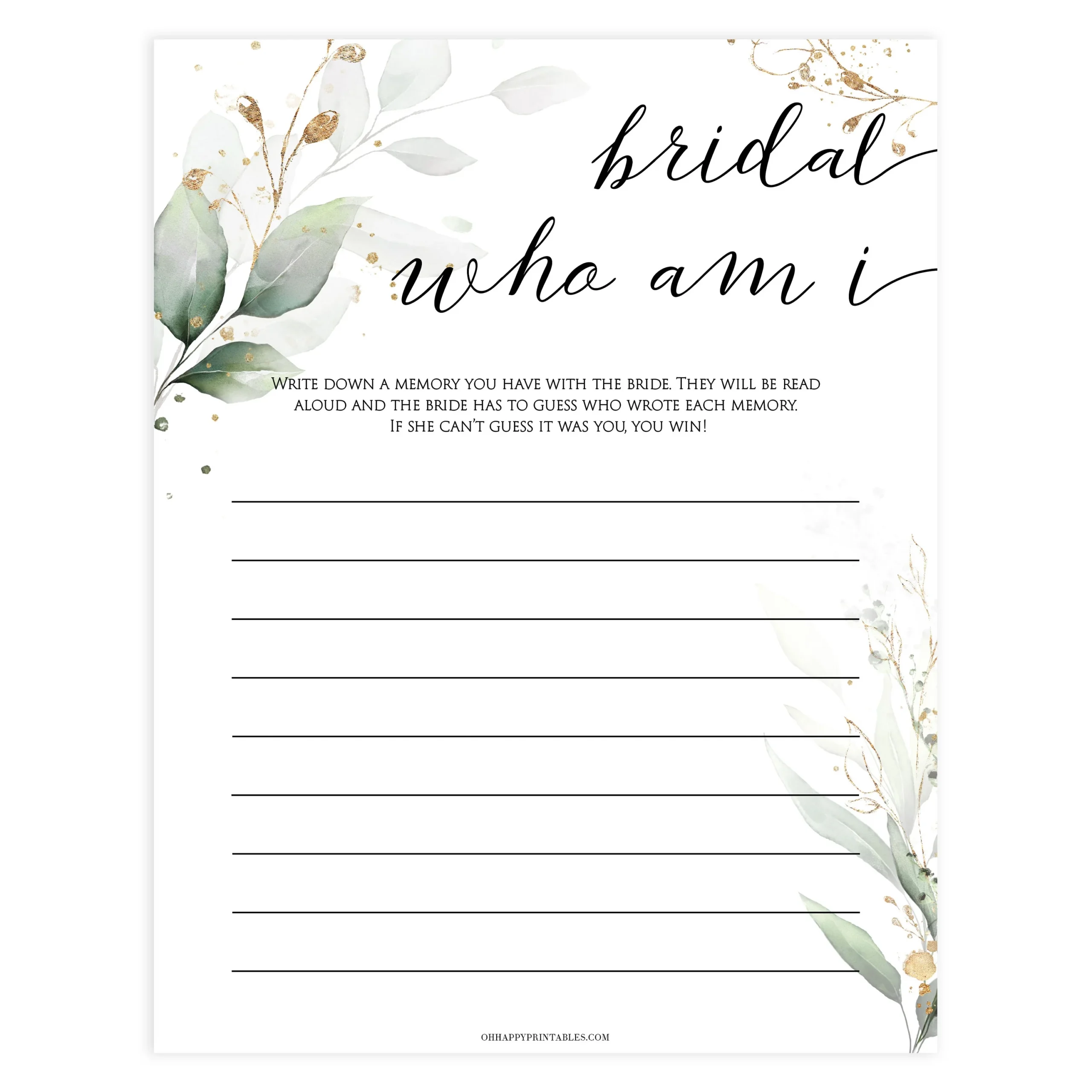 Bridal Shower Games Template Printable Bridal Shower Games Template Printable
