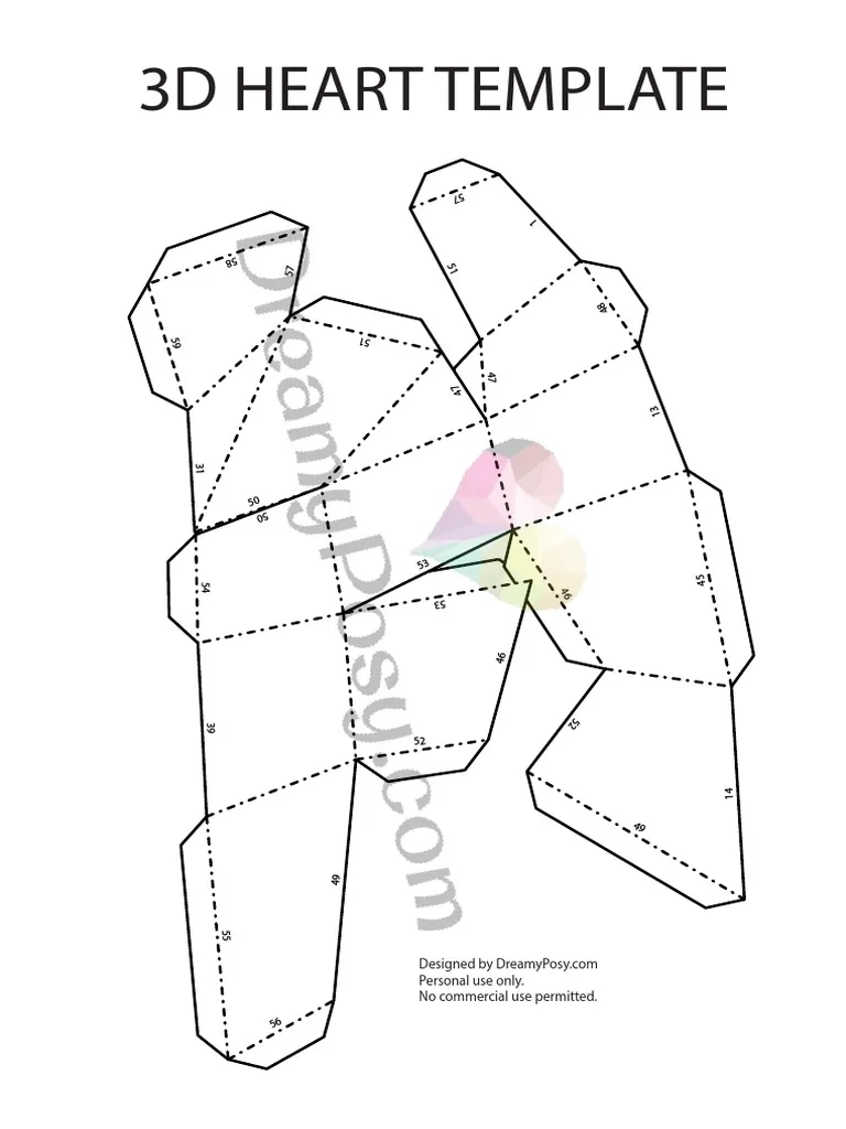 3d Heart Free Template PDF