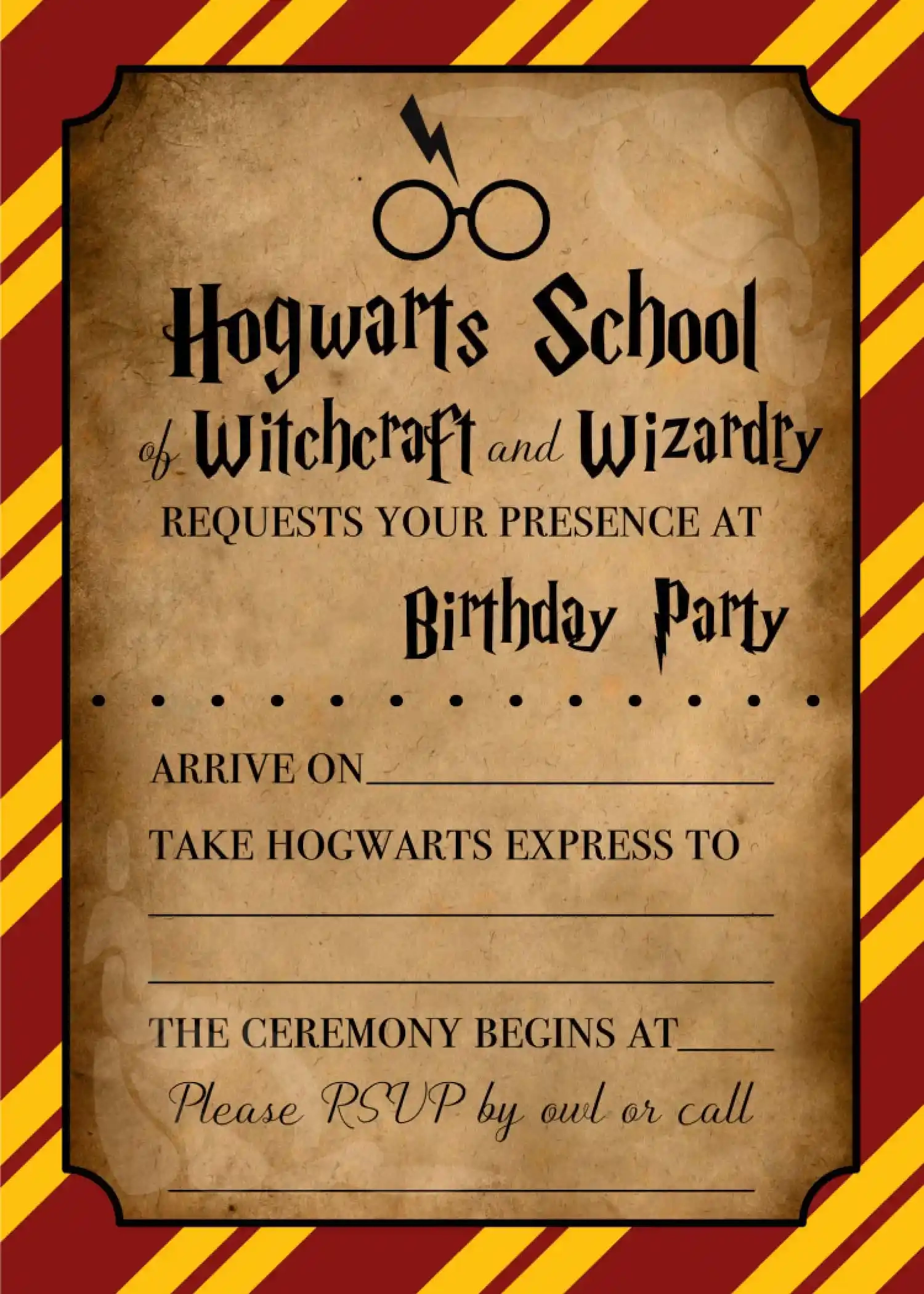 Printable Harry Potter Invitation Template
