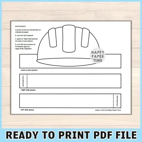 Printable Hard Hat Template