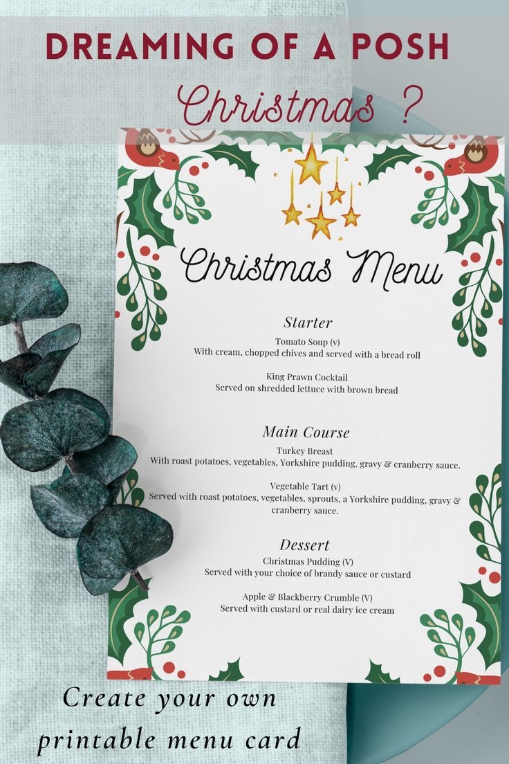 Christmas Menu Template A4 Christmas Menu Printable Christmas Christmas Menu Template A4 Christmas Menu Printable Christmas