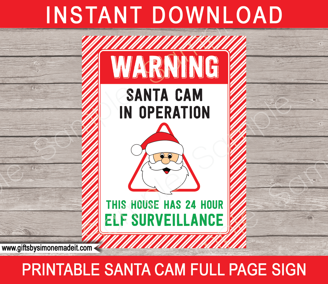 Christmas Santa Cam amp Elf Surveillance Stickers Red amp Green