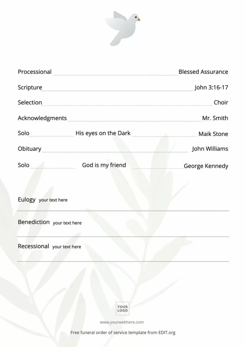 Customize A Free Funeral Program Template Customize A Free Funeral Program Template