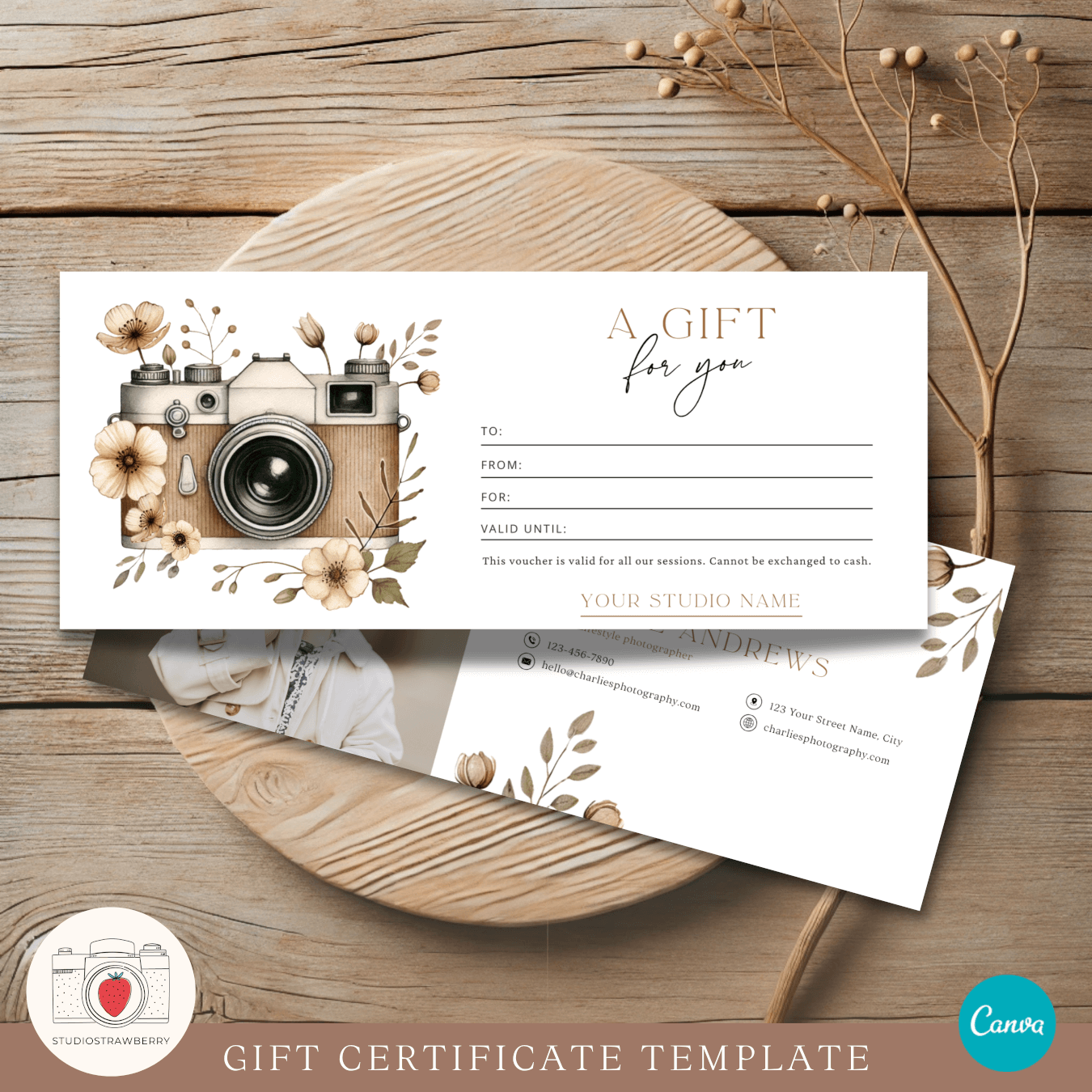 Printable Downloadable Photography Gift Certificate Template Free