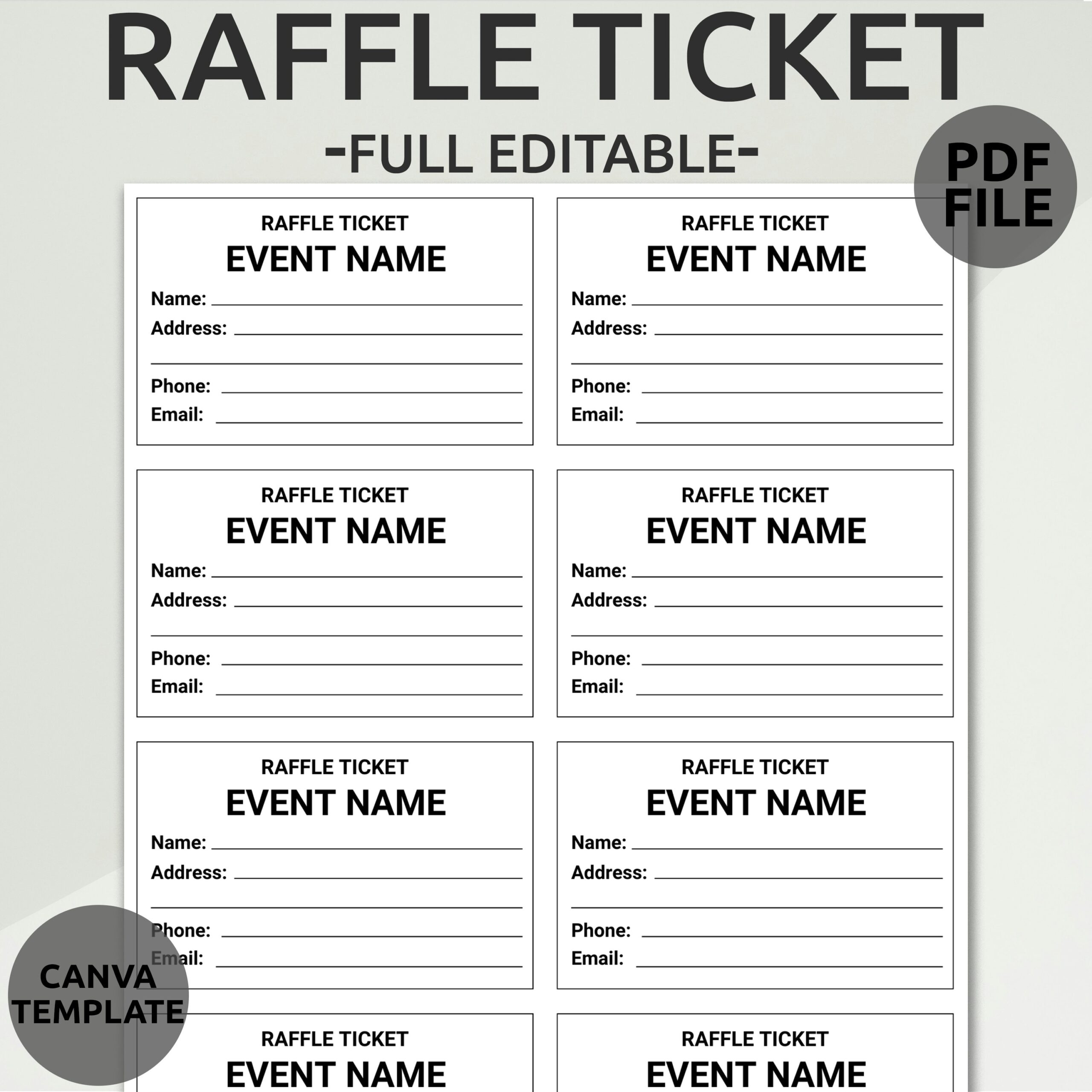 Editable Raffle Ticket Template Printable Raffle Ticket Surprise 