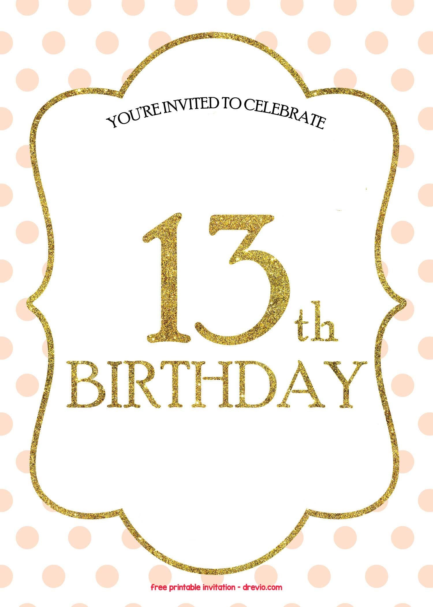 FREE 13th Birthday Invitations Templates
