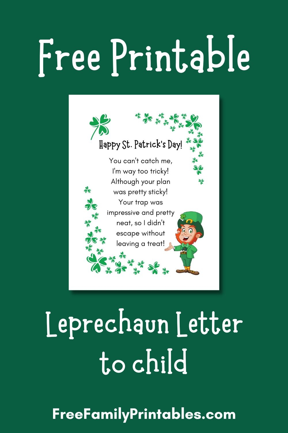 Free Printable Leprechaun Letter To Child Making Frugal FUN