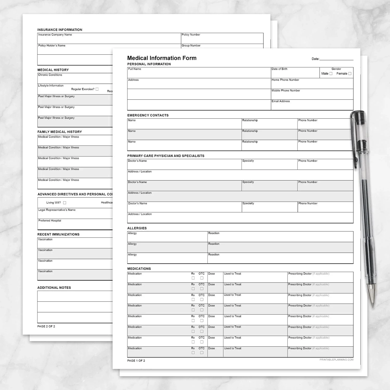 Free Printable Medical Form Templates