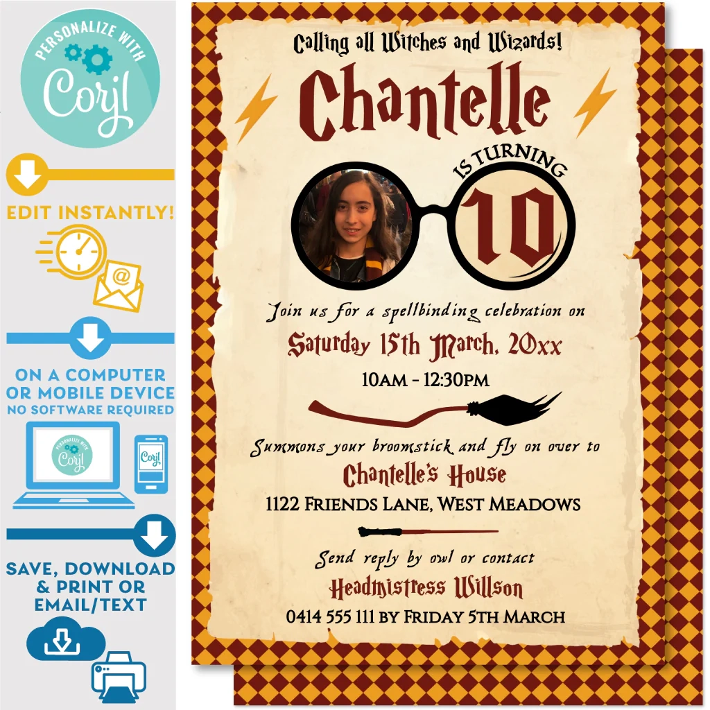 PRINTABLE Harry Potter Photo Invitation 5 X 7 Invite Central