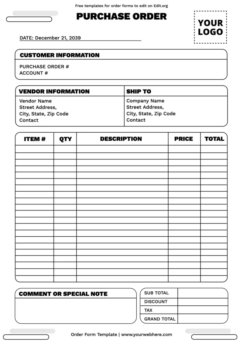 Printable Order Form Template Free Printable Order Form Template Free