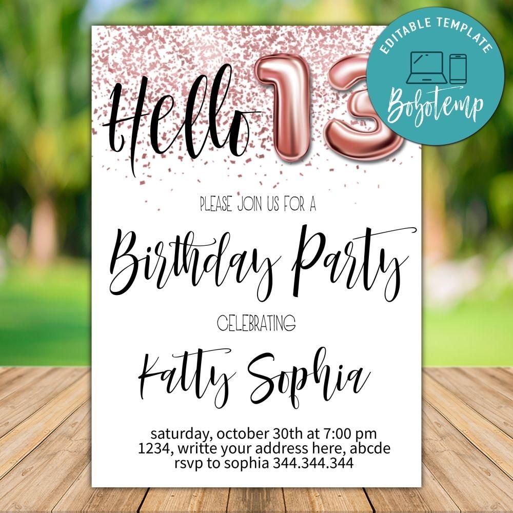 Free Printable 13th Birthday Invitation Templates Free Printable 13th Birthday Invitation Templates