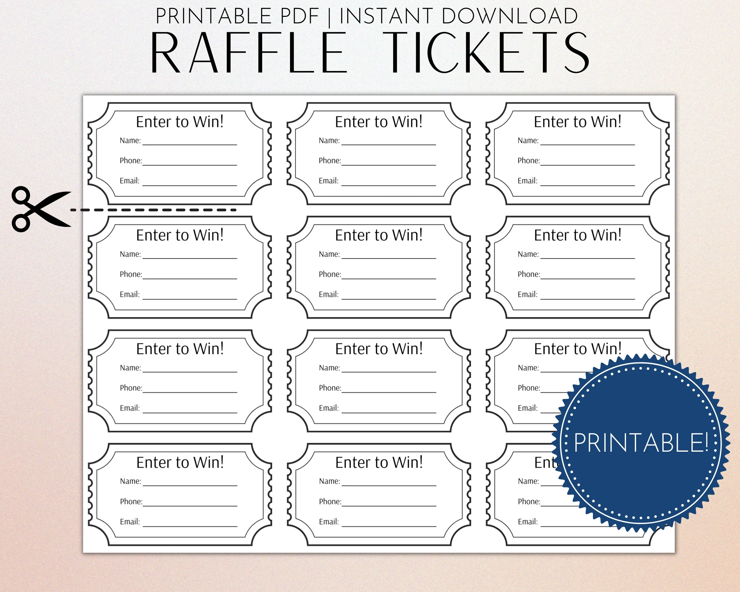 Printable Blank Raffle Ticket Template Free