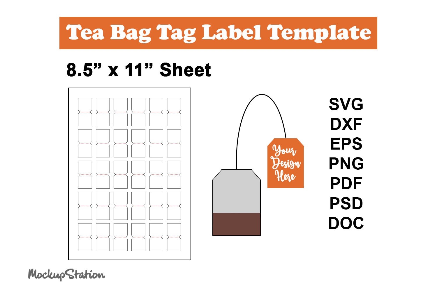 Tea Bag Tag Template SVG Printable Tea Bag Label PDF PSD Tea Bag Tag Template SVG Printable Tea Bag Label PDF PSD